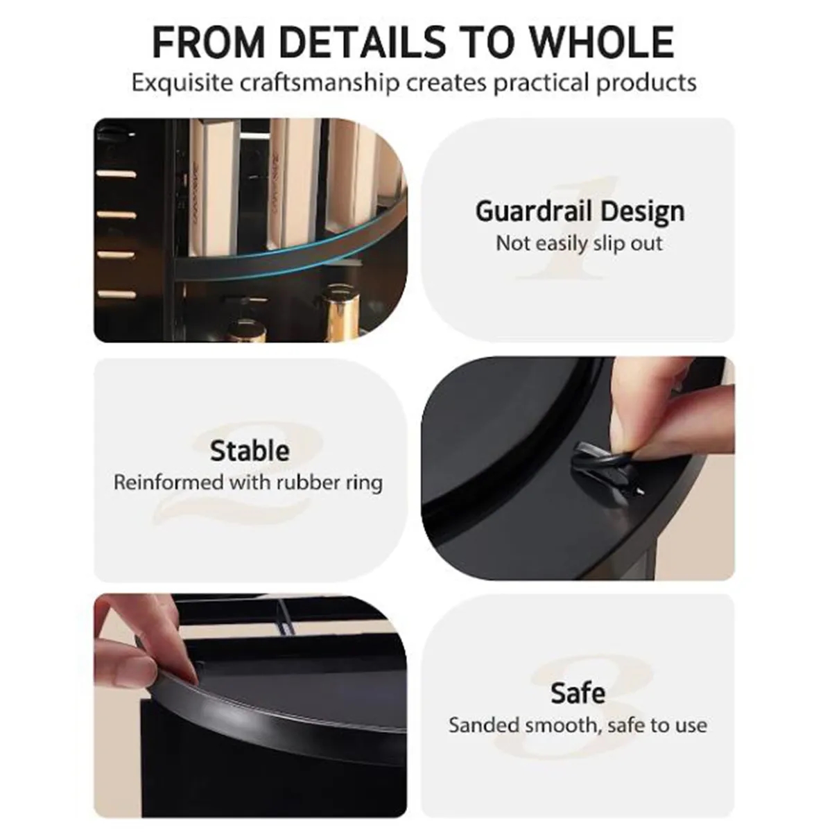 360 Rotating Adjustable Bathroom Makeup Storage Holder 4
