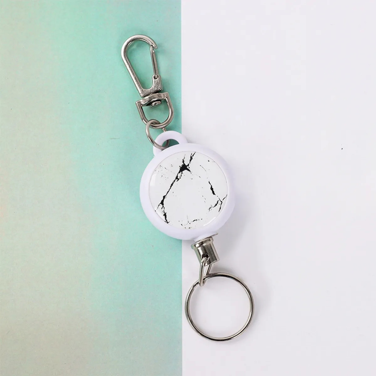 Retractable Keychain Badge Reel Carabiner Ski Pass Holder 5