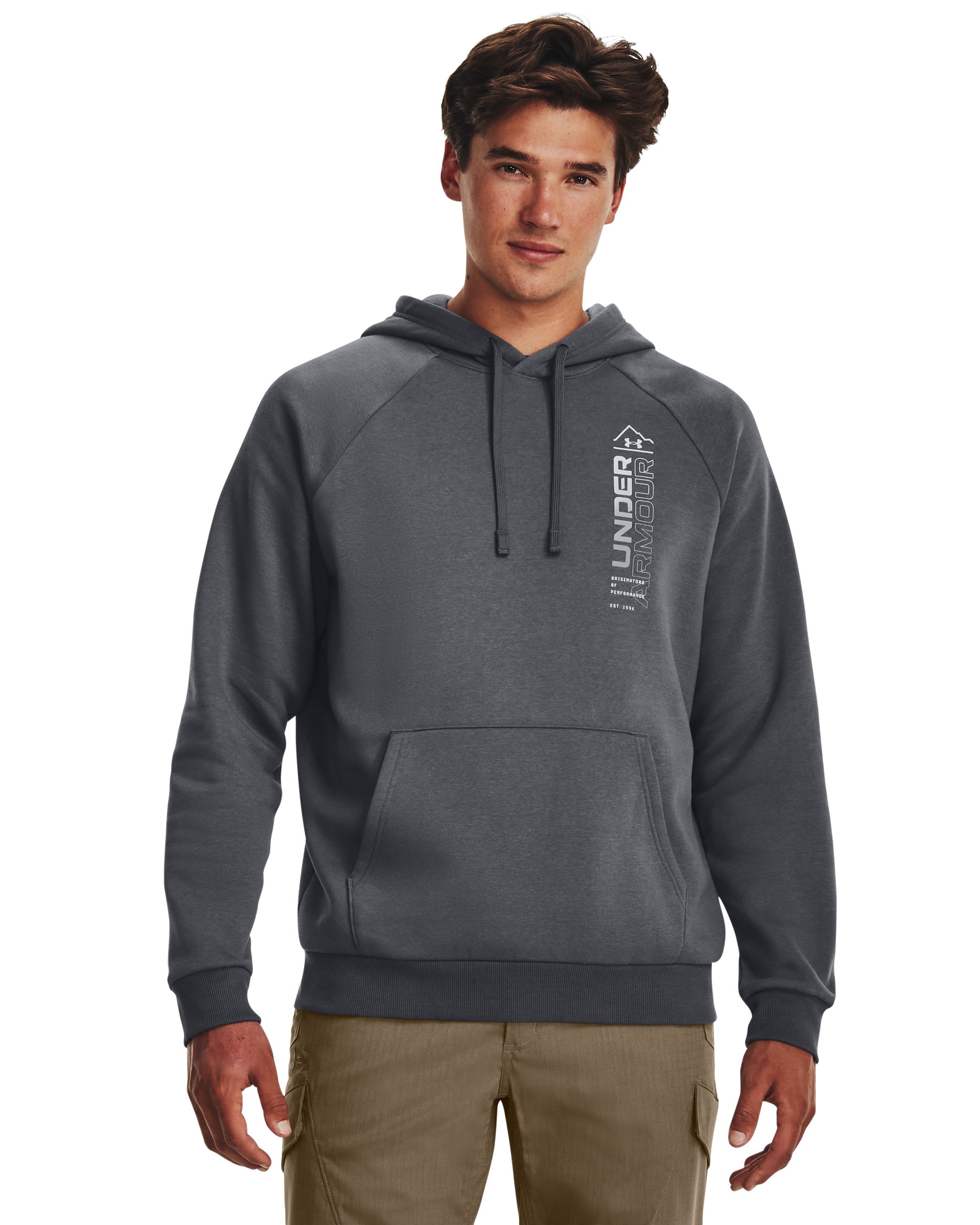 Men's UA Rival Fleece Wordmark Hoodie, custom hoodie or sweatshirt with logo imprint 4