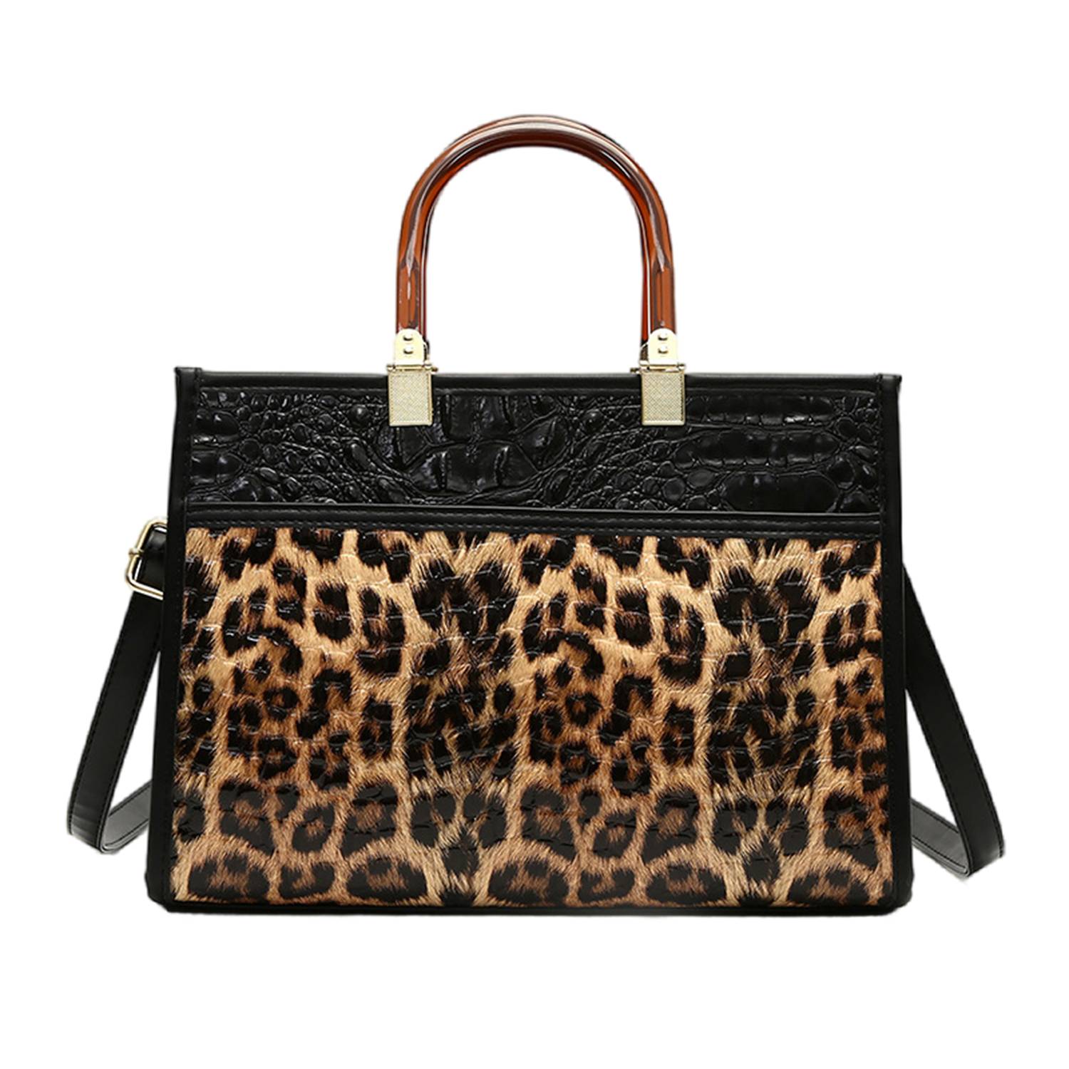 PU Leather Leopard Tote Crossbody Bag 4