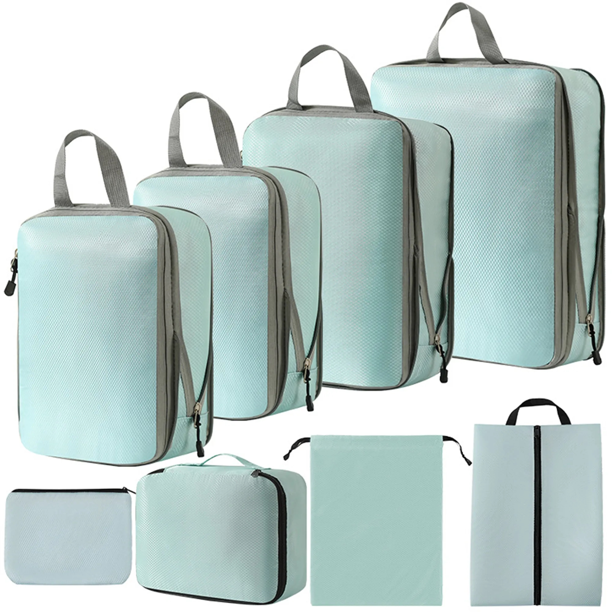 8 Set Compression Packing Cubes Travel Accessories 6