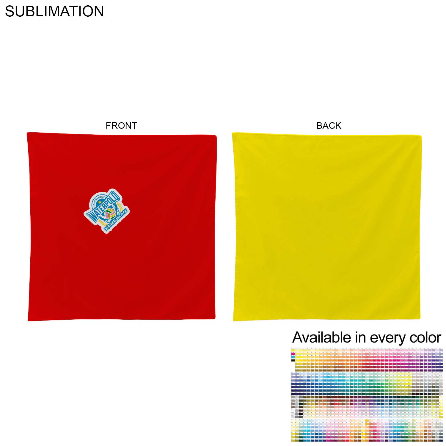 2-Tone Double Sided Bandana, 22x22, Sublimated Edge to Edge 2 sides 3