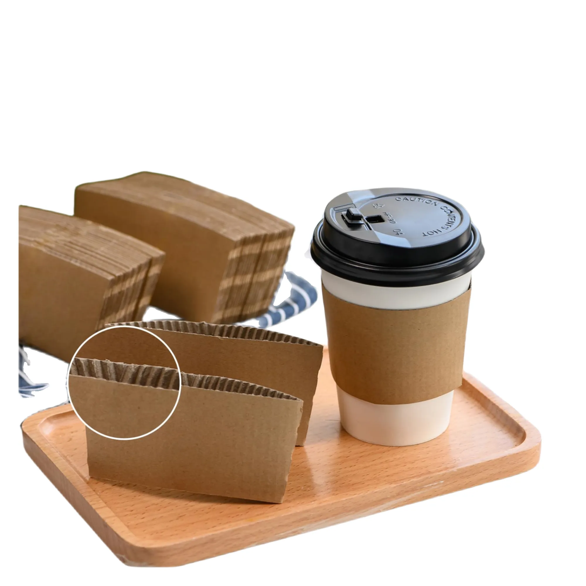 Hot Sale Full Color Kraft Disposable Coffee Cup Sleeves 3