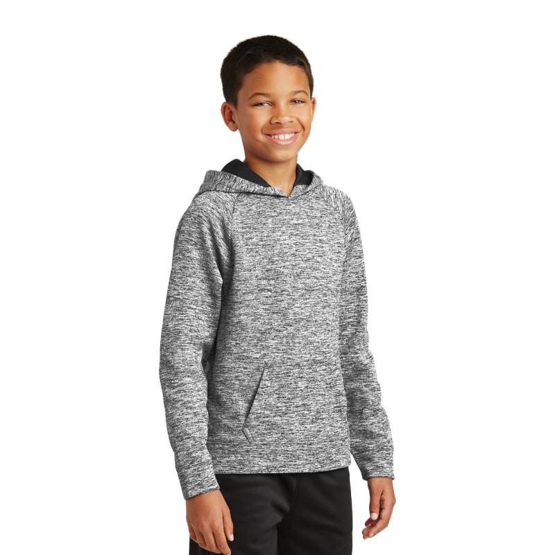 Sport-Tek Youth PosiCharge Electric Heather Fleece Hooded Pullover. 1