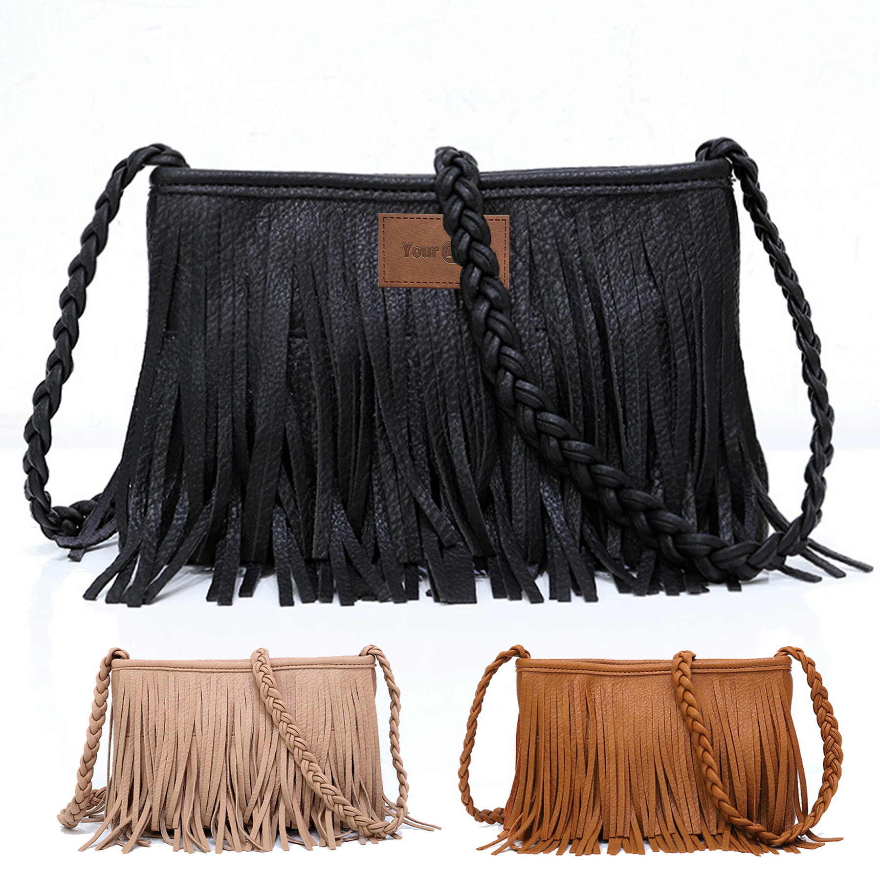 PU Hand-woven tassel shoulder cross-body bag 2