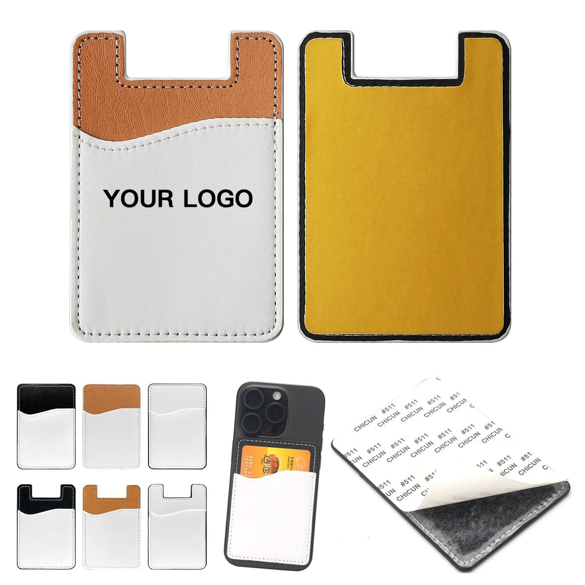 Slim PU Leather Card Holder for Cell Phones 2