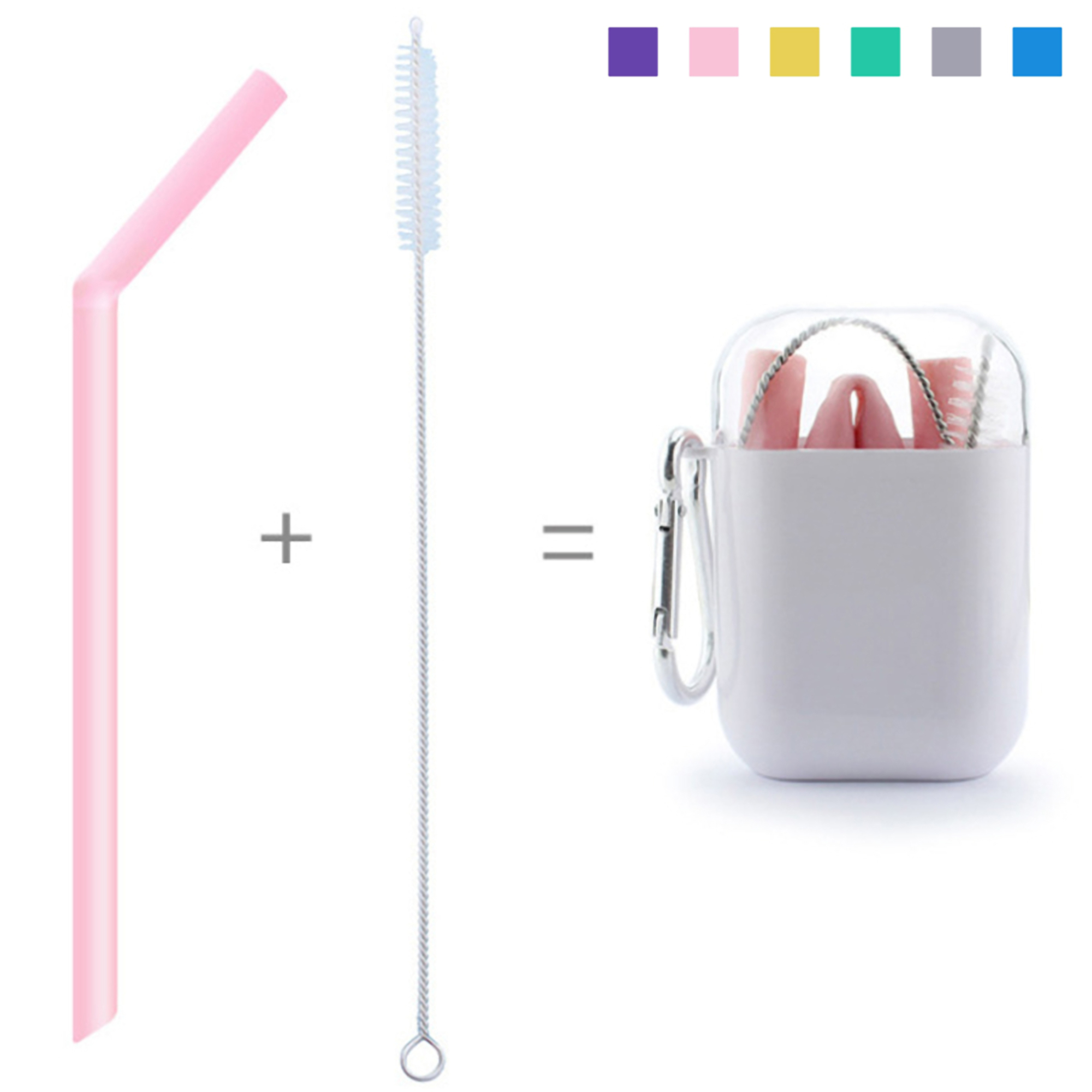 Portable Reuseable Silicone Straw Set 5