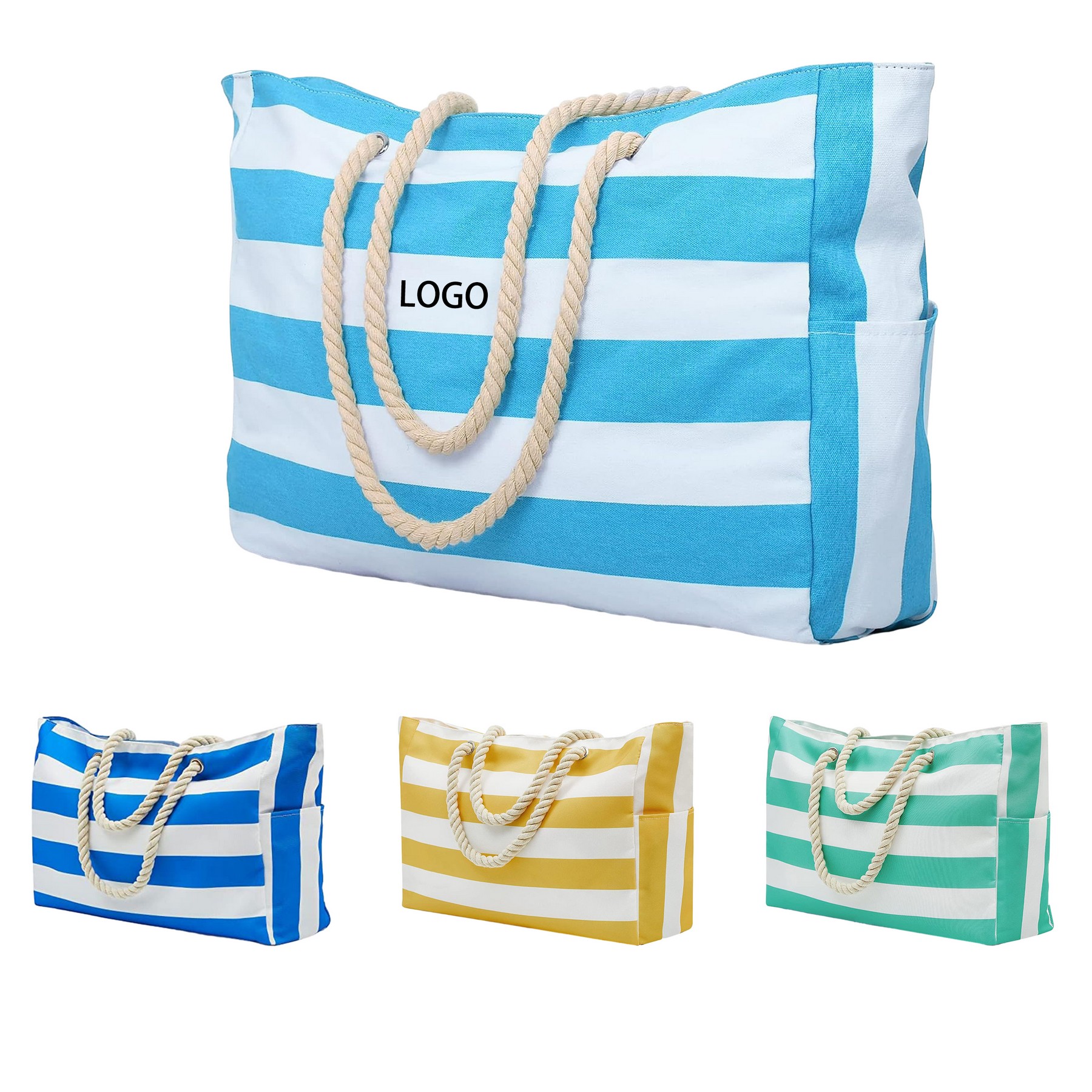 Sandproof Beach Bag with Zip Stripe 1