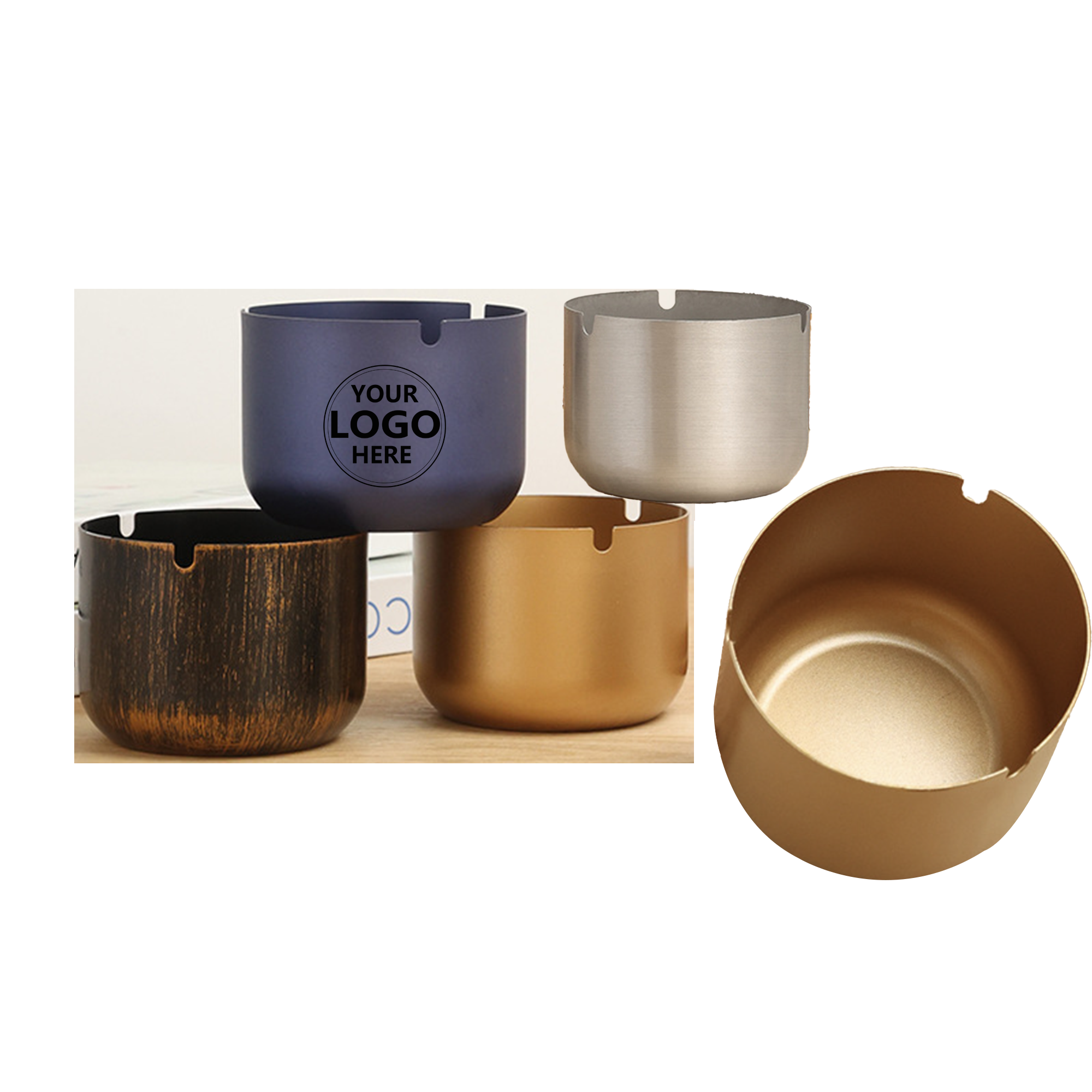Customizable Easy-to-Clean Stainless Steel Ashtray 2