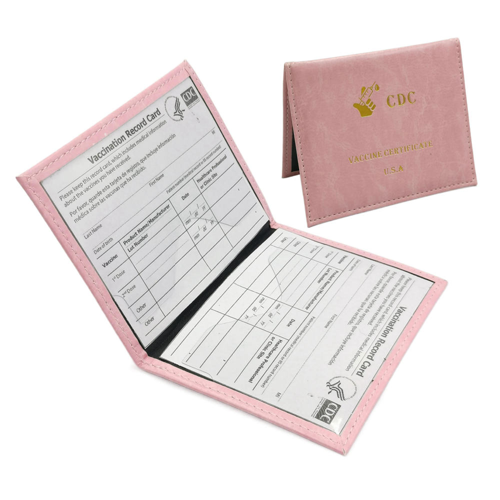 Leatherette Vaccine Card Holder - Deboss / Aluminum Foil 10