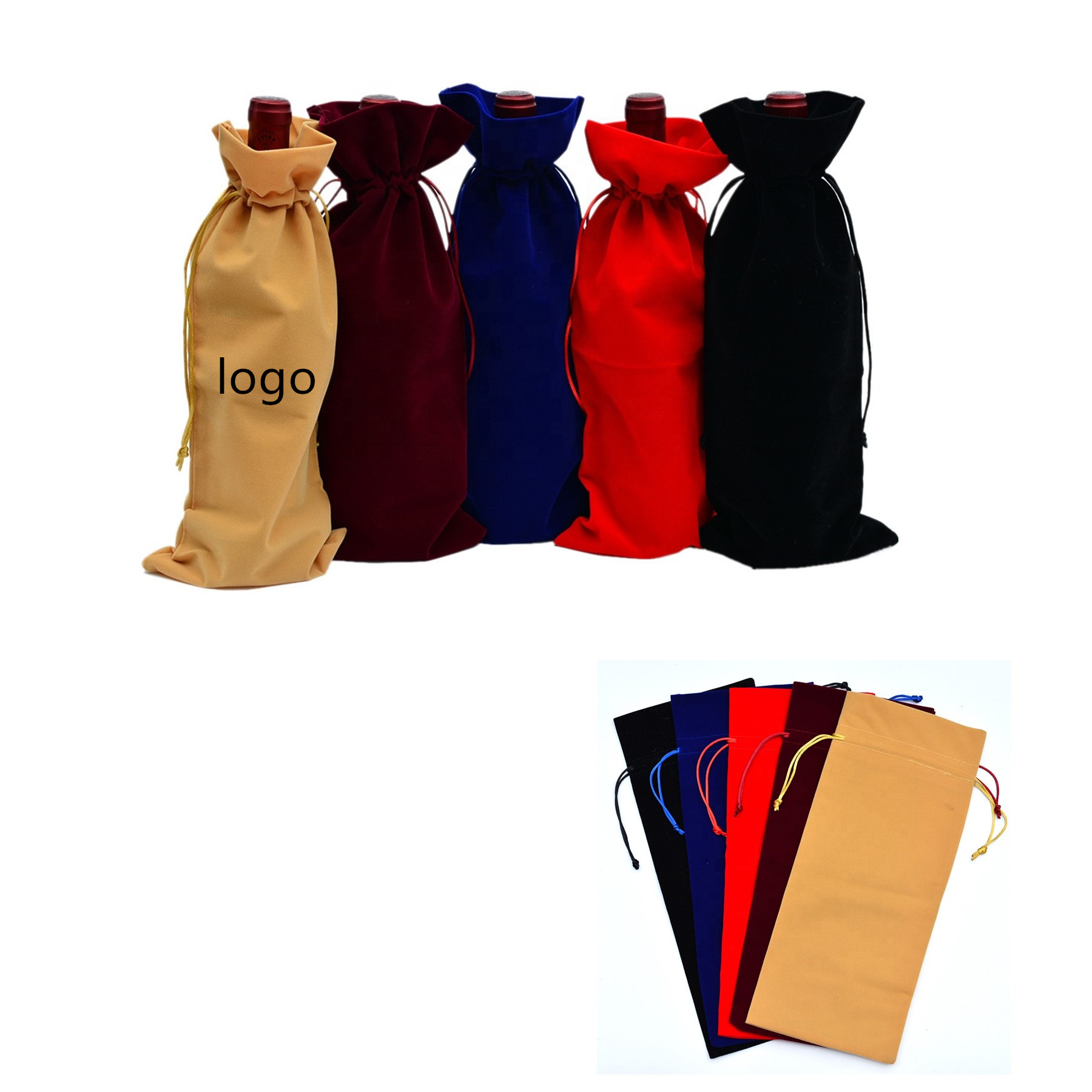 Velvet Wine Bottle Drawstring Bag 1