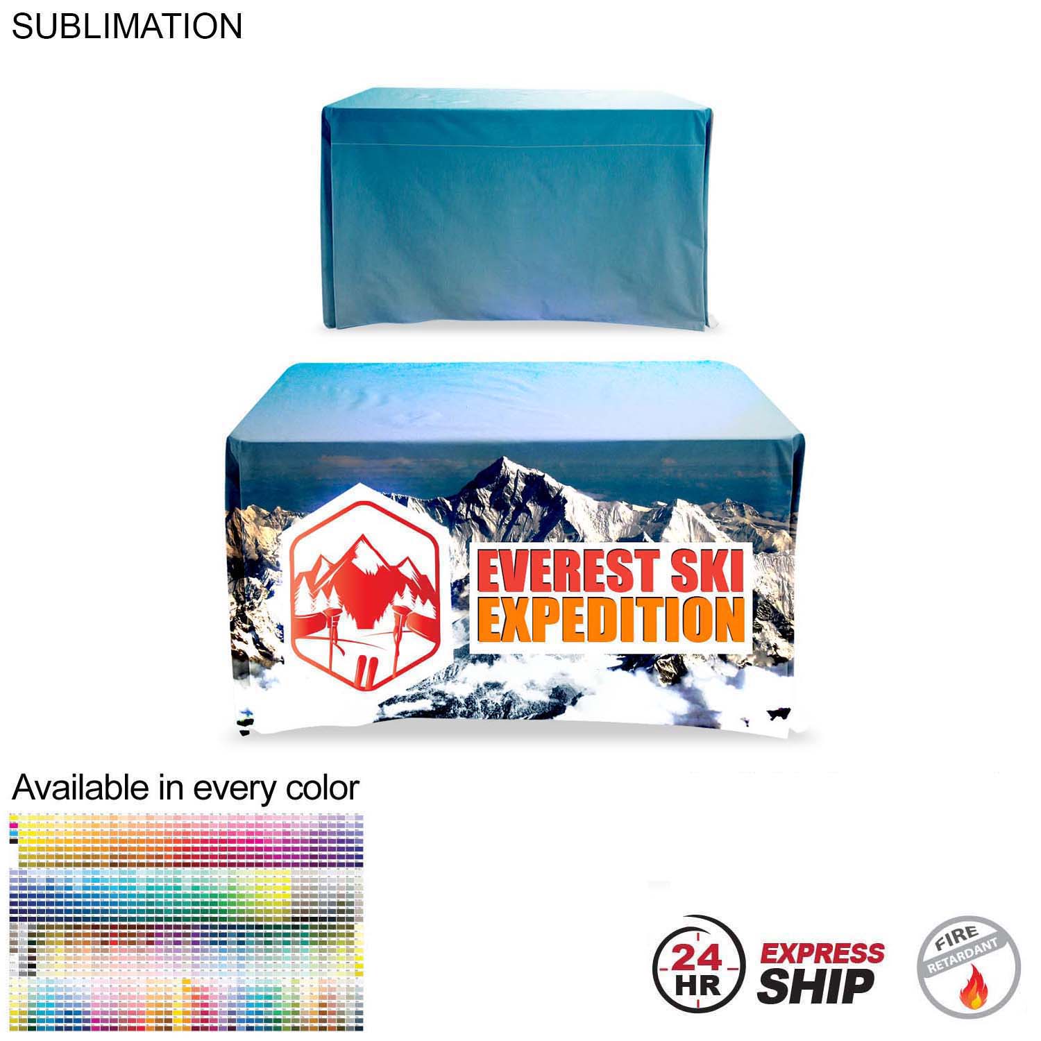 24 Hr Express Ship - Sublimated Table Cloth for 4' table, Drape style, 4 sided, Closed Back 2