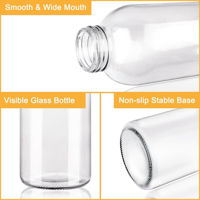 16oz Glass Water Bottle W/ Stainless Steel Caps 6