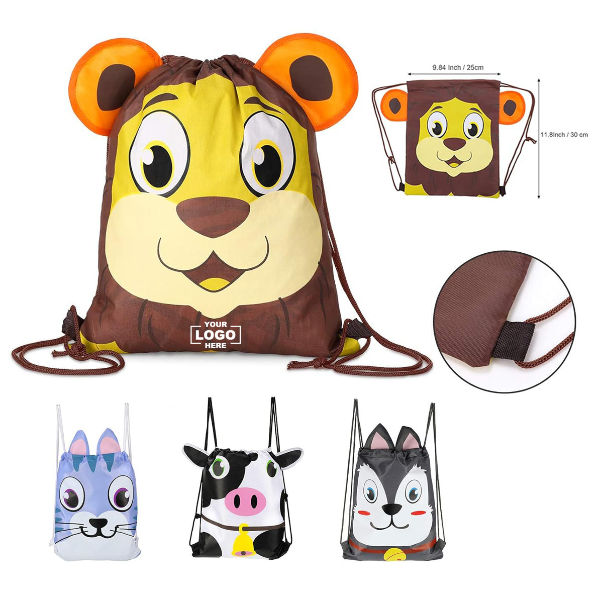 Kid Animals Cartoon Drawstring Backpack 4