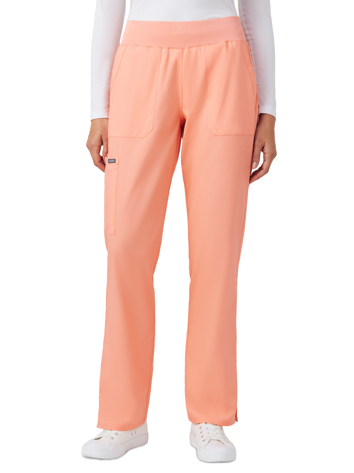 Landau - ProFlex - Women's Five-Pocket Mid-Rise Rib-Knit Elastic Waist Straight Leg Pant 52