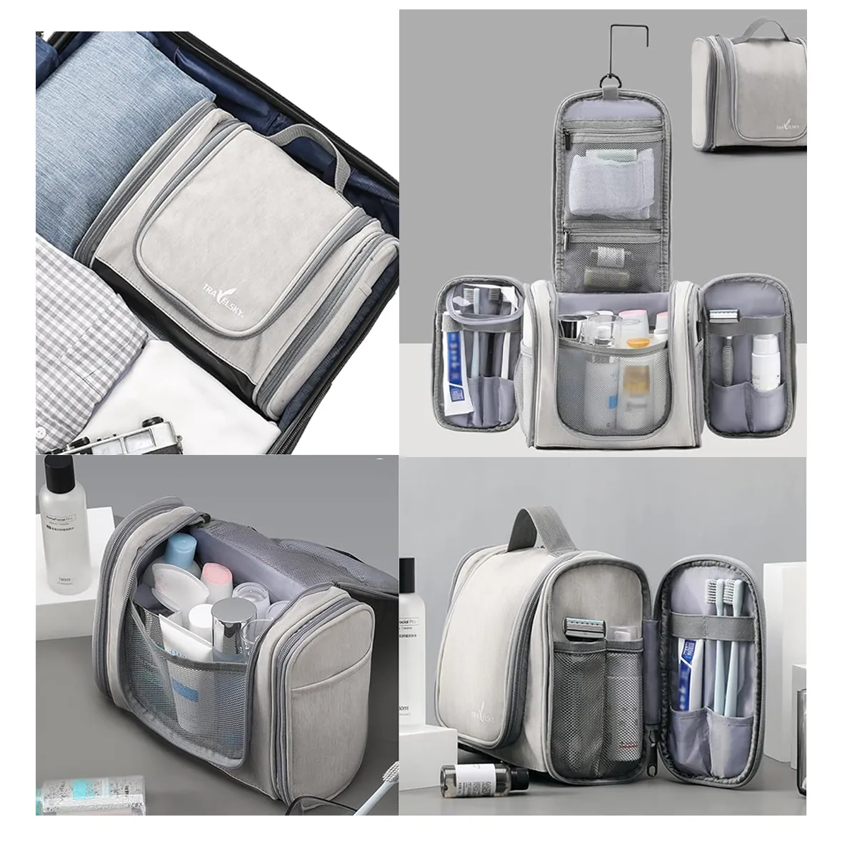 Pu Leather Hanging Travel Toiletry Bag All-Over Printing 5