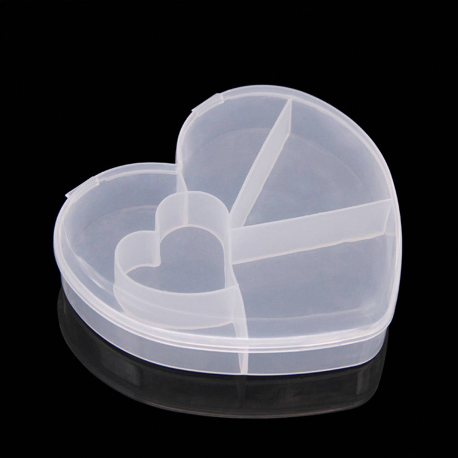 5 Compartments Clear Plastic Heart Shaped Organizer 5