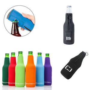 Neoprene Bottle Cooler With Built In Opener, custom koozie with logo imprint 4