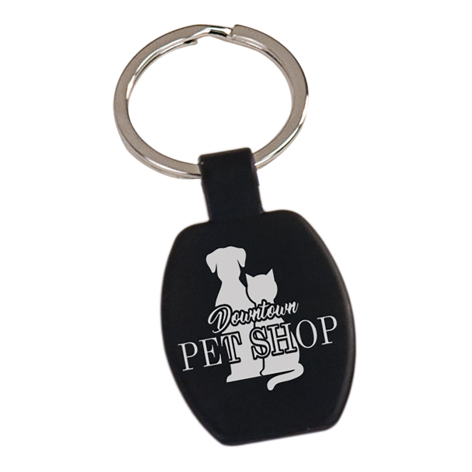 1 5/8" Black Rectangle Keychain 1