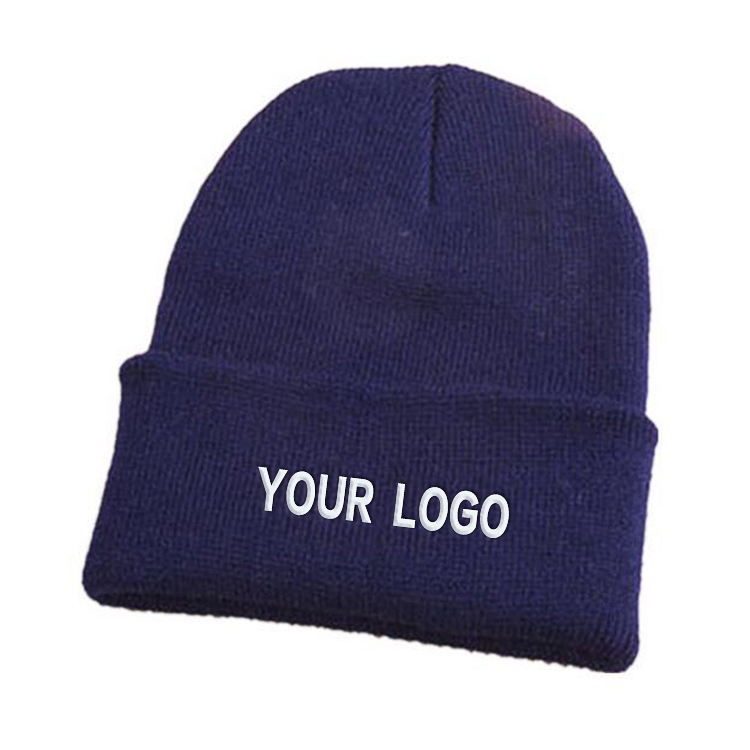 Embroidered Knitted Beanie Cap with Cuff 2