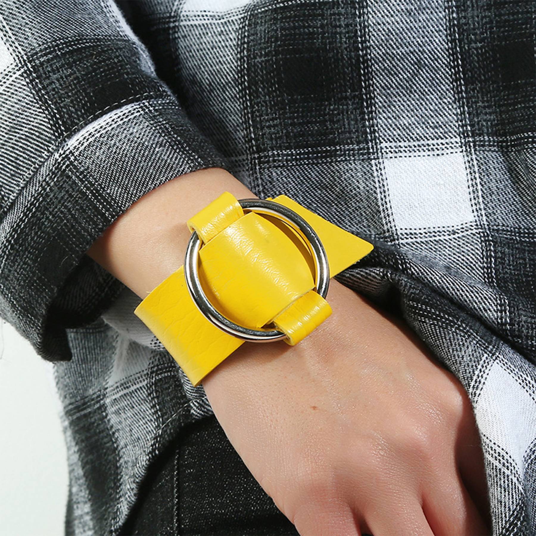 PU Simple punk trend hoop bracelet 4