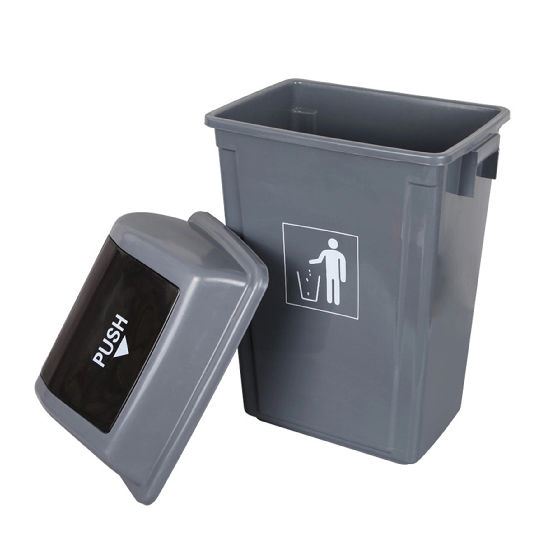 13 Gallon Square Plastic Dustbin with Lid 2