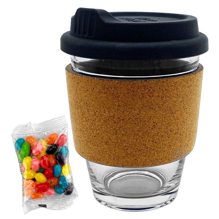 Jelly Bean In Cork Band Glass Coffee Cup 2