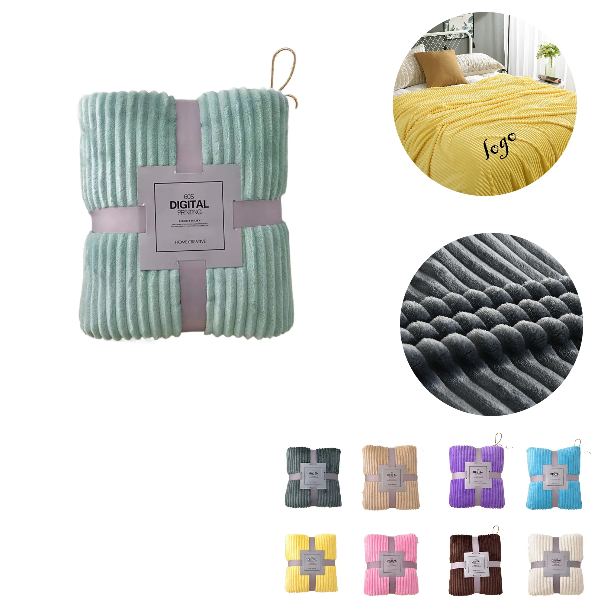 MOQ30 Plush Fleece Throw Blanket Warm Coral Gift 3