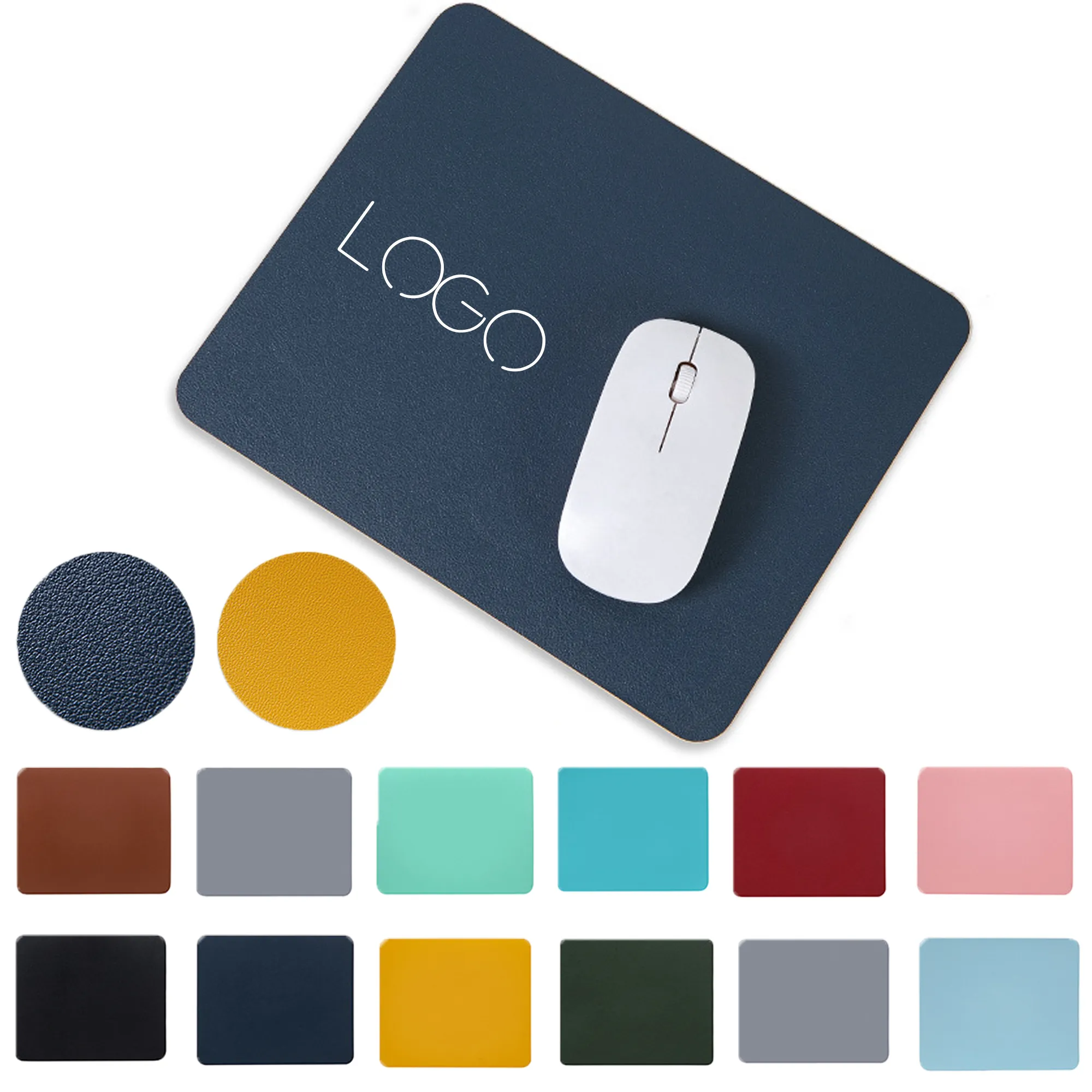 MOQ 50 Dual Sided Leather Mouse Pad Office Gaming Desk Mat 3