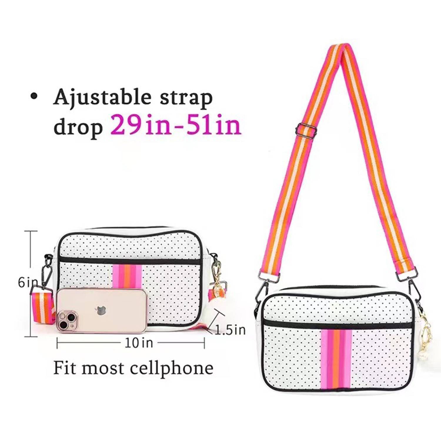 Waterproof Striped Neoprene Crossbody Bag for Travel 8