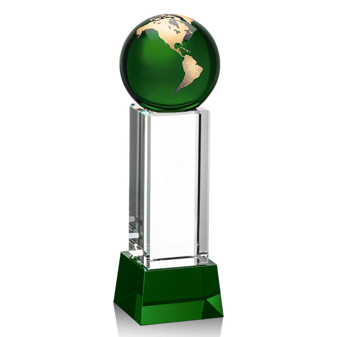 Luz Globe Award on Base - Green/Gold 6
