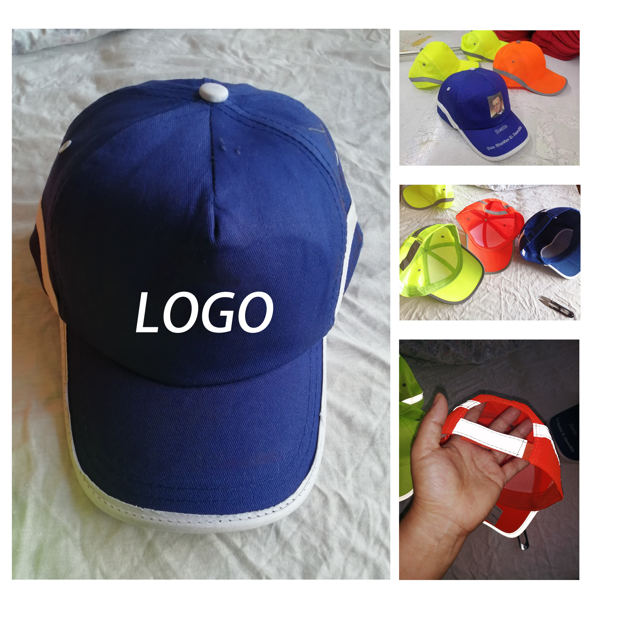 6-Panel Polyester Quick-dry Cap with Reflective Strip 1