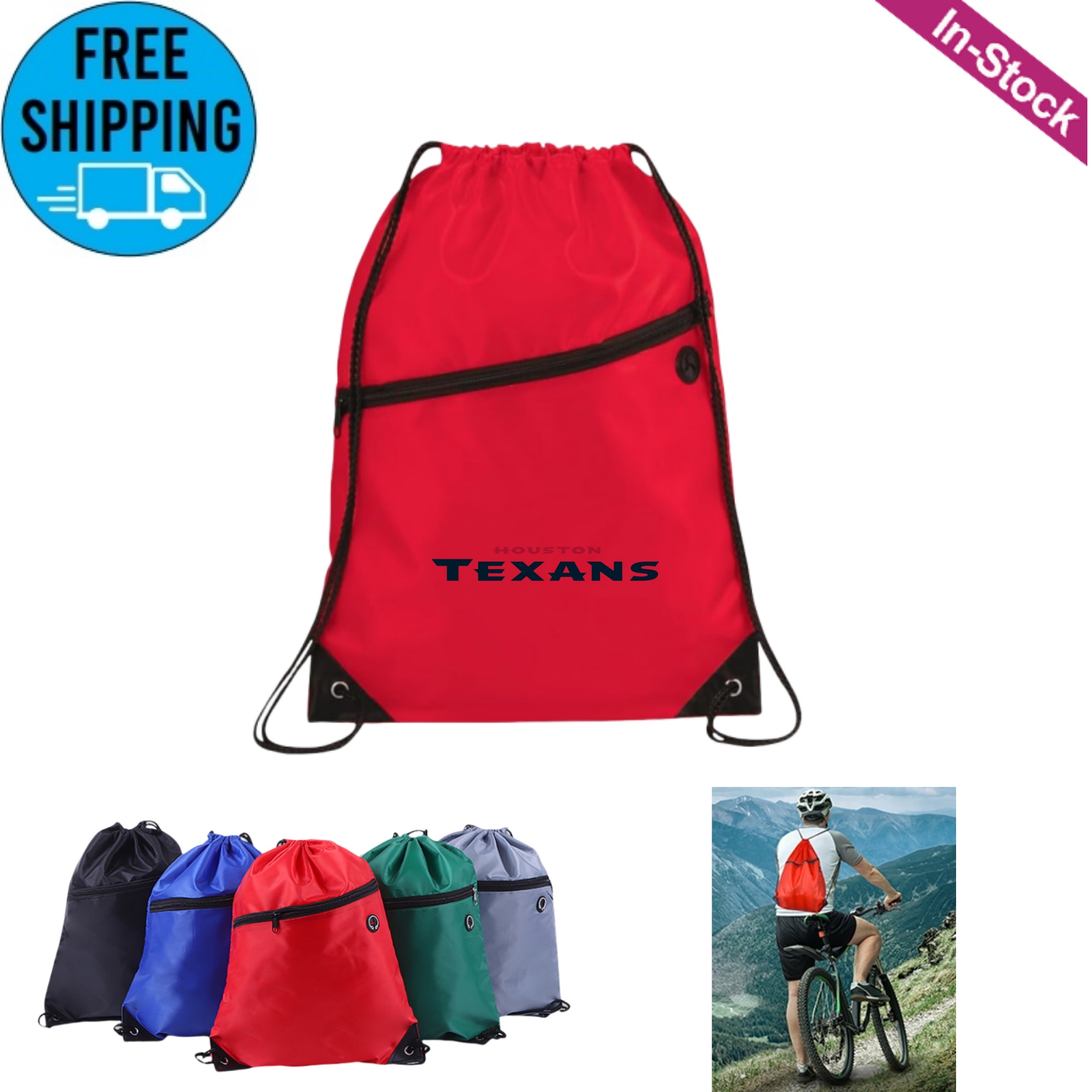 Drawstring Backpack Bag With Front Zipper 9