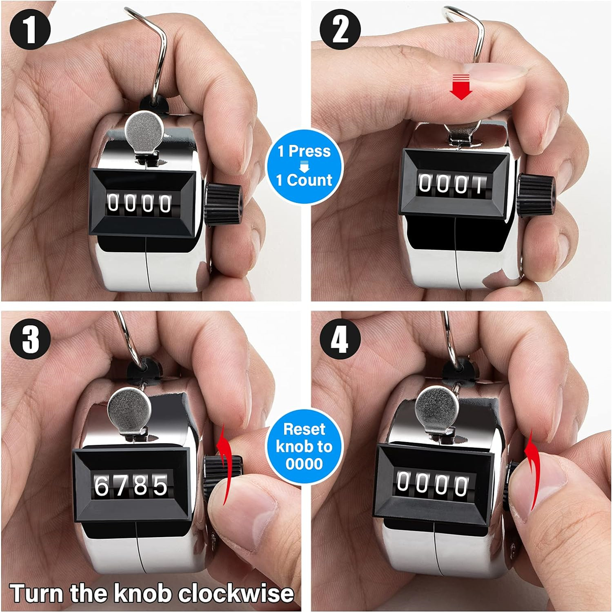 4-Digit Metal Handheld Tally Clicker Counter 3