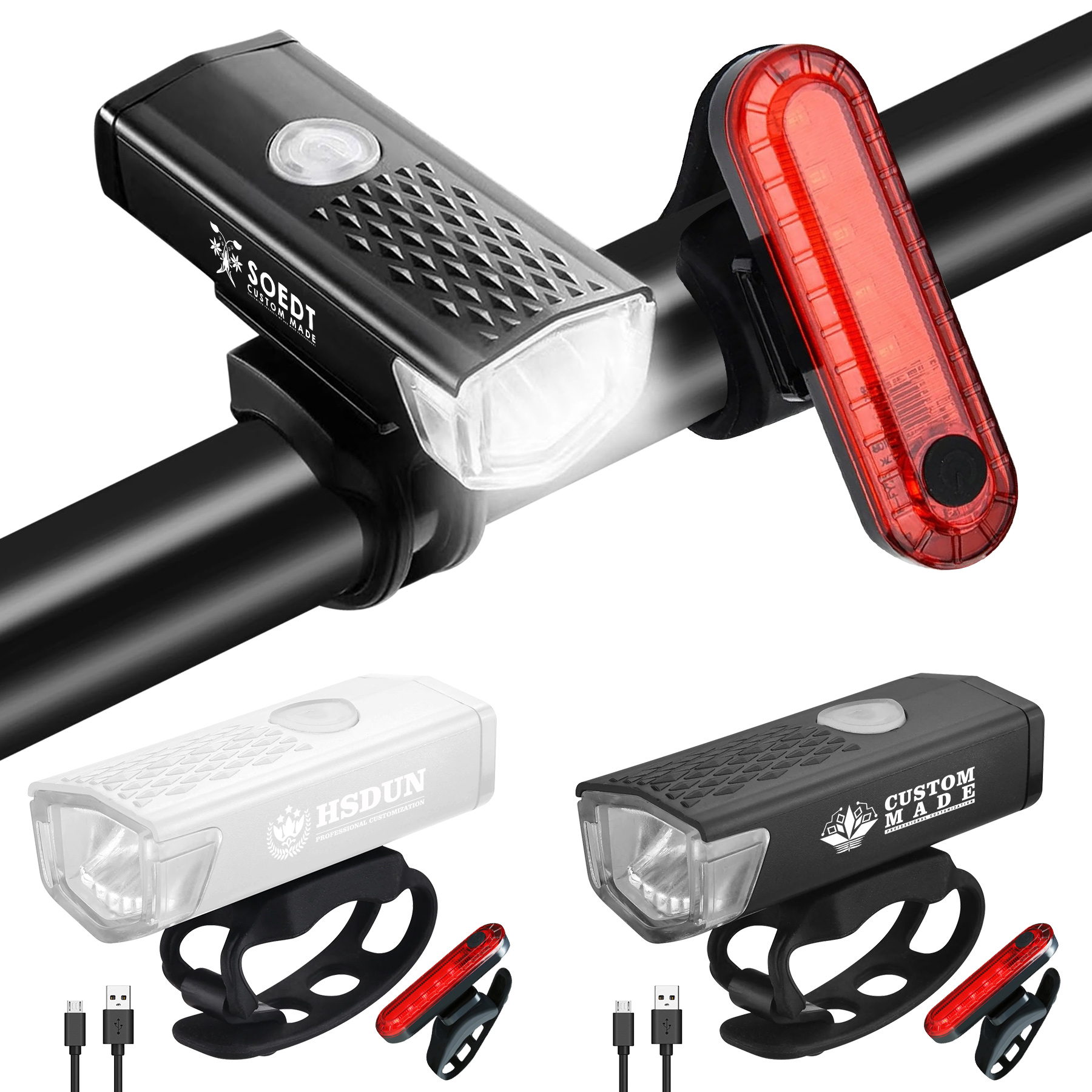 USB-Rechargeable Bike Headlight And Taillight Set 3