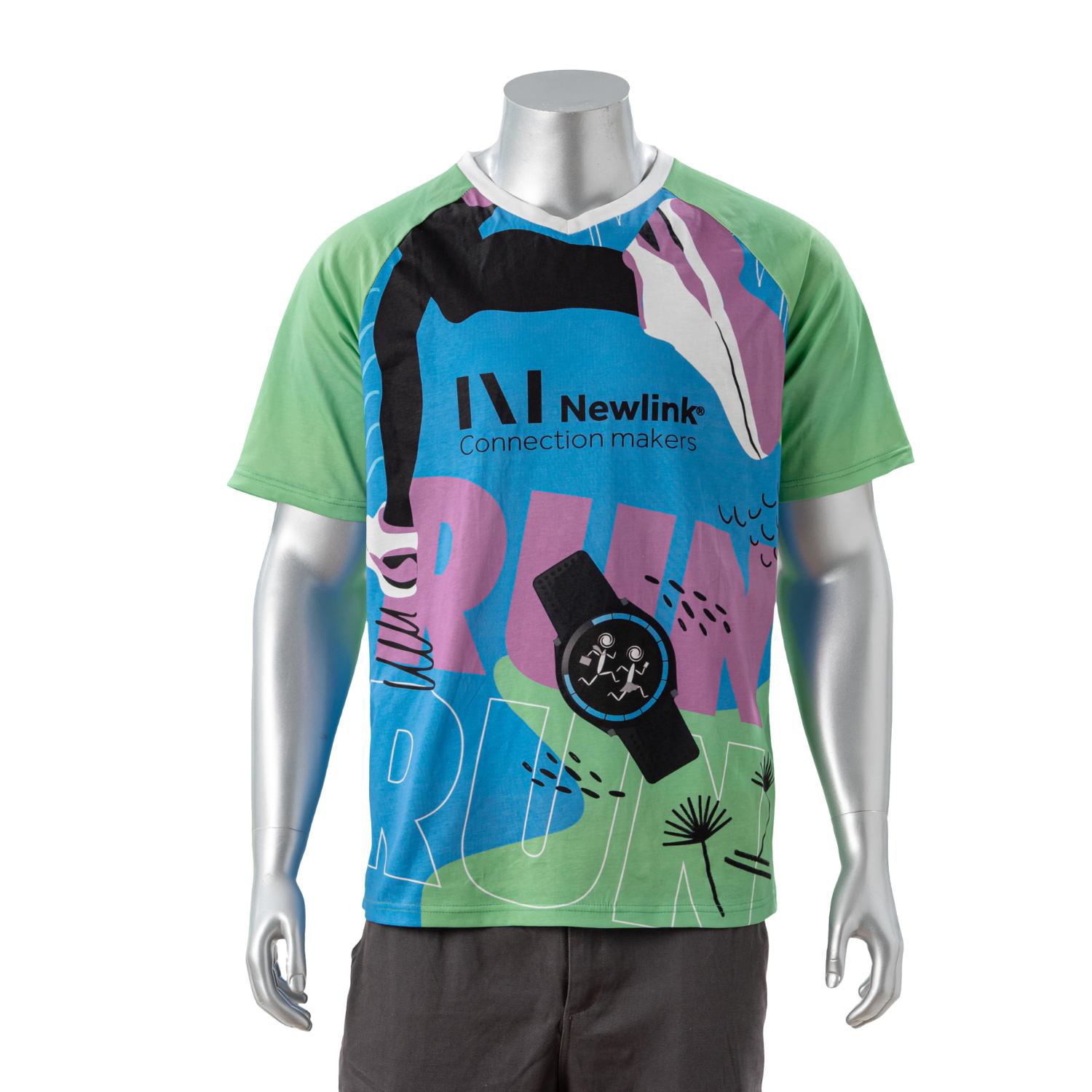100% Cotton Full Color Pigmented Digital Print Men's Raglan V-Neck T-Shirt - 5.3 oz 1