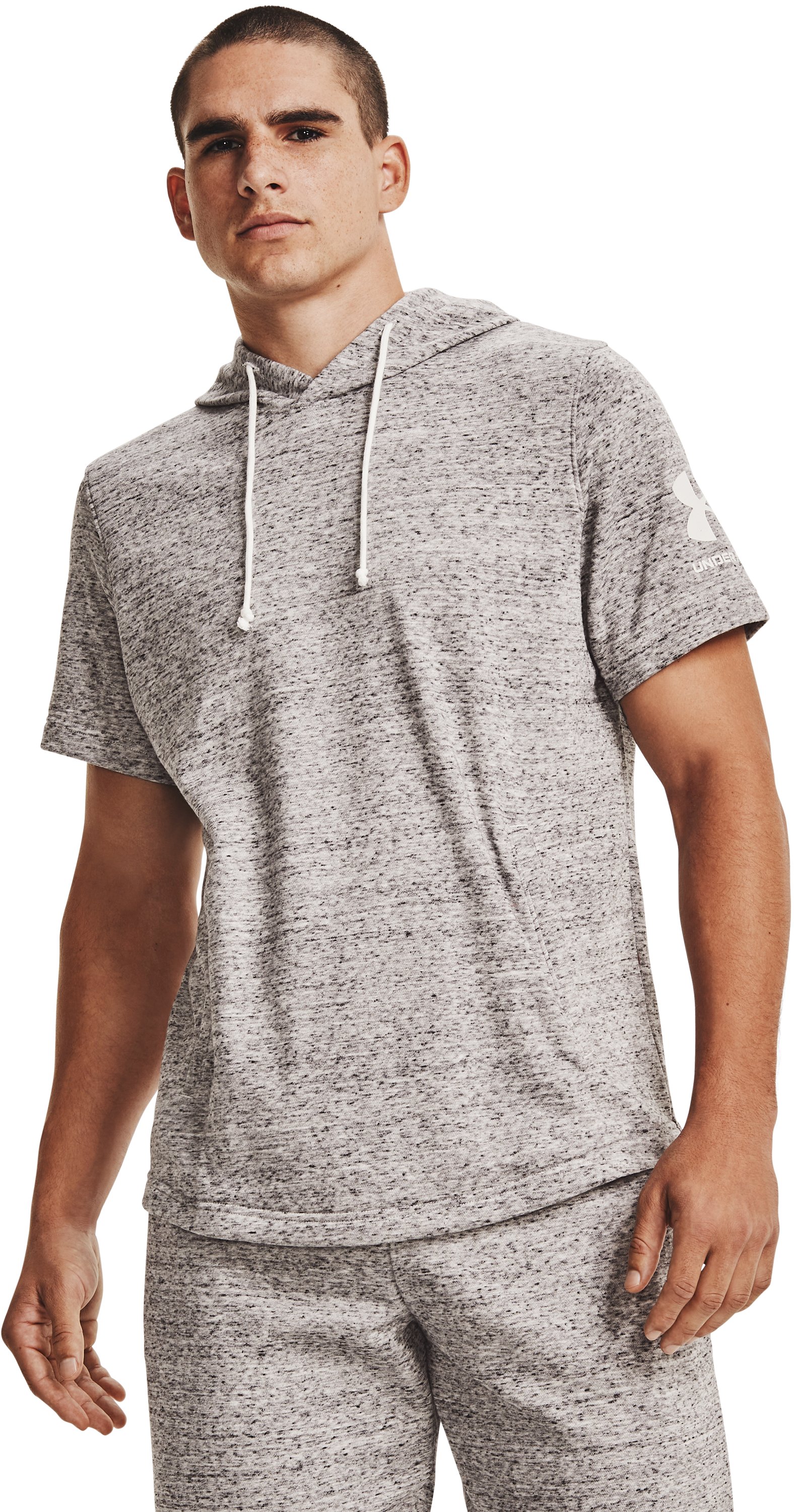 Men's UA Rival Terry Short Sleeve Hoodie, custom hoodie or sweatshirt with logo imprint 1