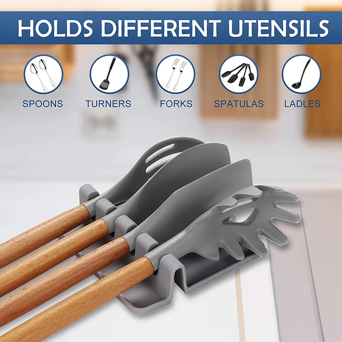 Silicone Utensil Rest with Drip Pad 2