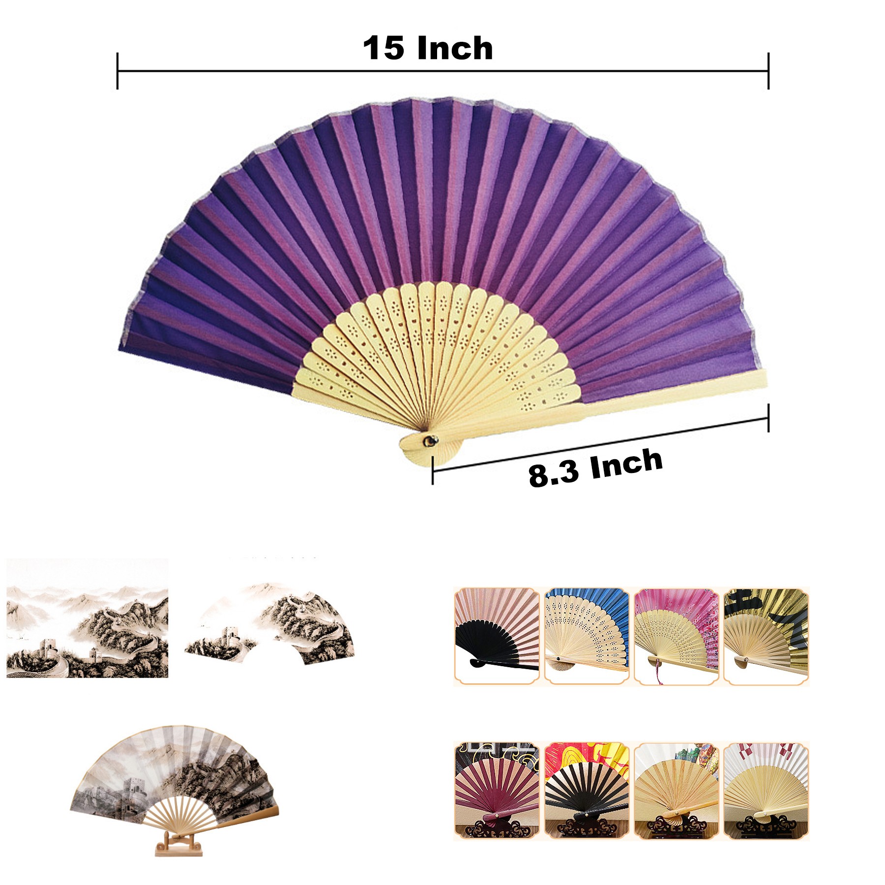 Bamboo Cloth Folding Hand Fan - Custom 1