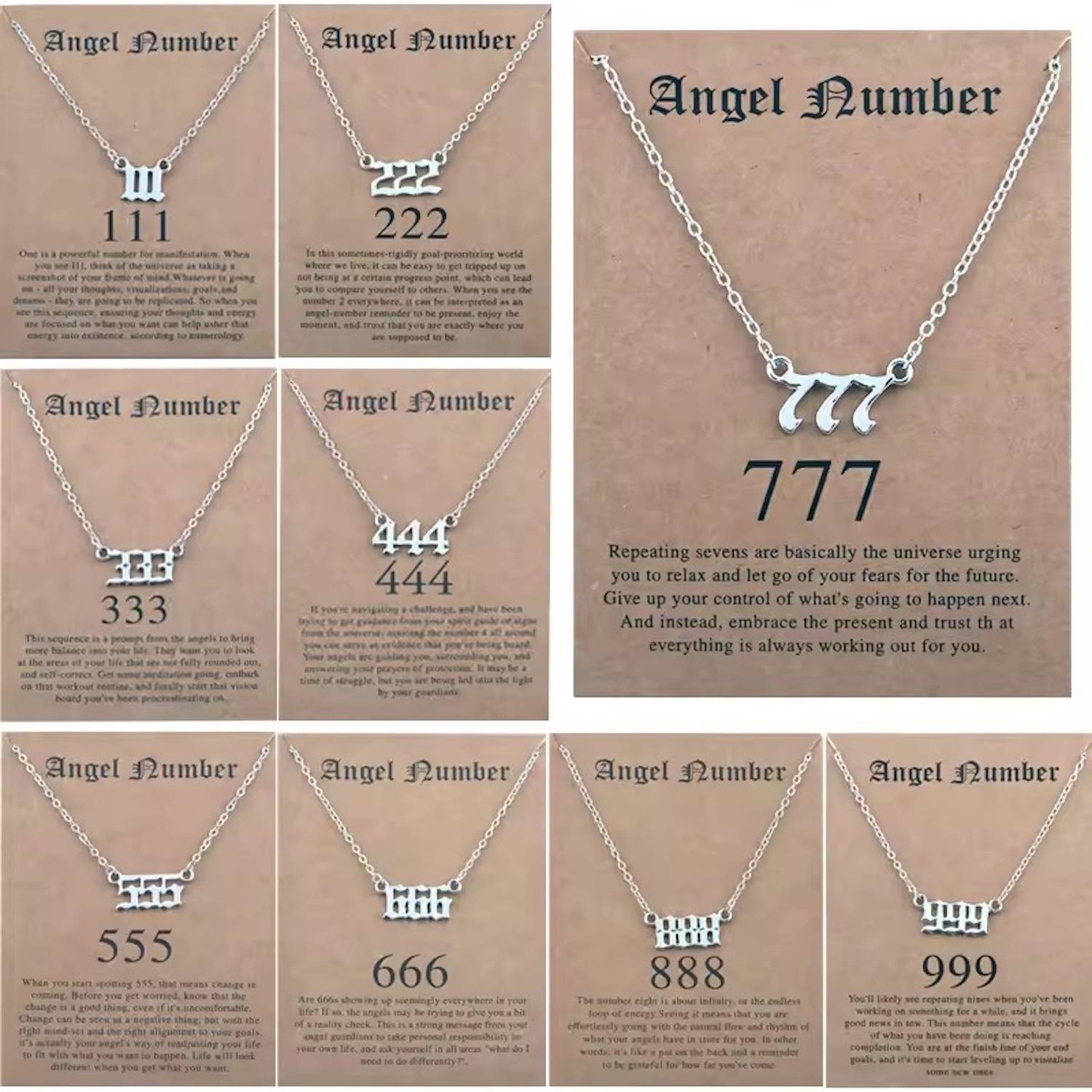 18K Gold Plated Old English Angel & Number Necklace 4