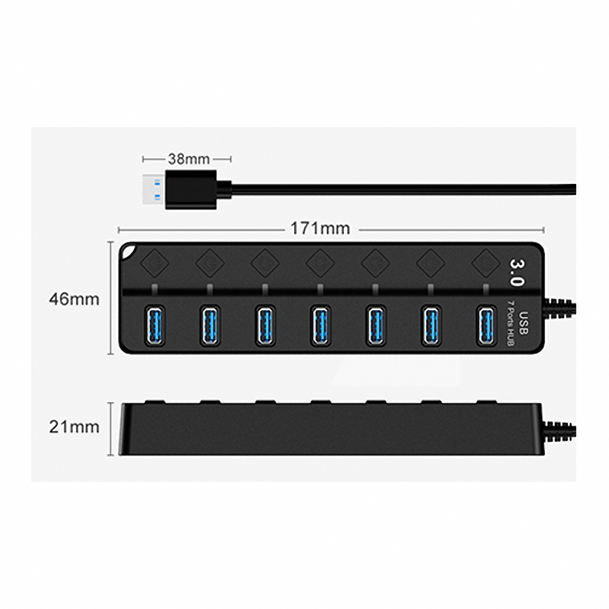 7-Port USB Hub with Independent Power Switches 3