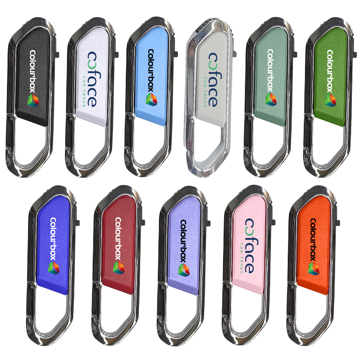 Carabiner USB Drive With Metal Rim And Capless Push/Retract USB 1