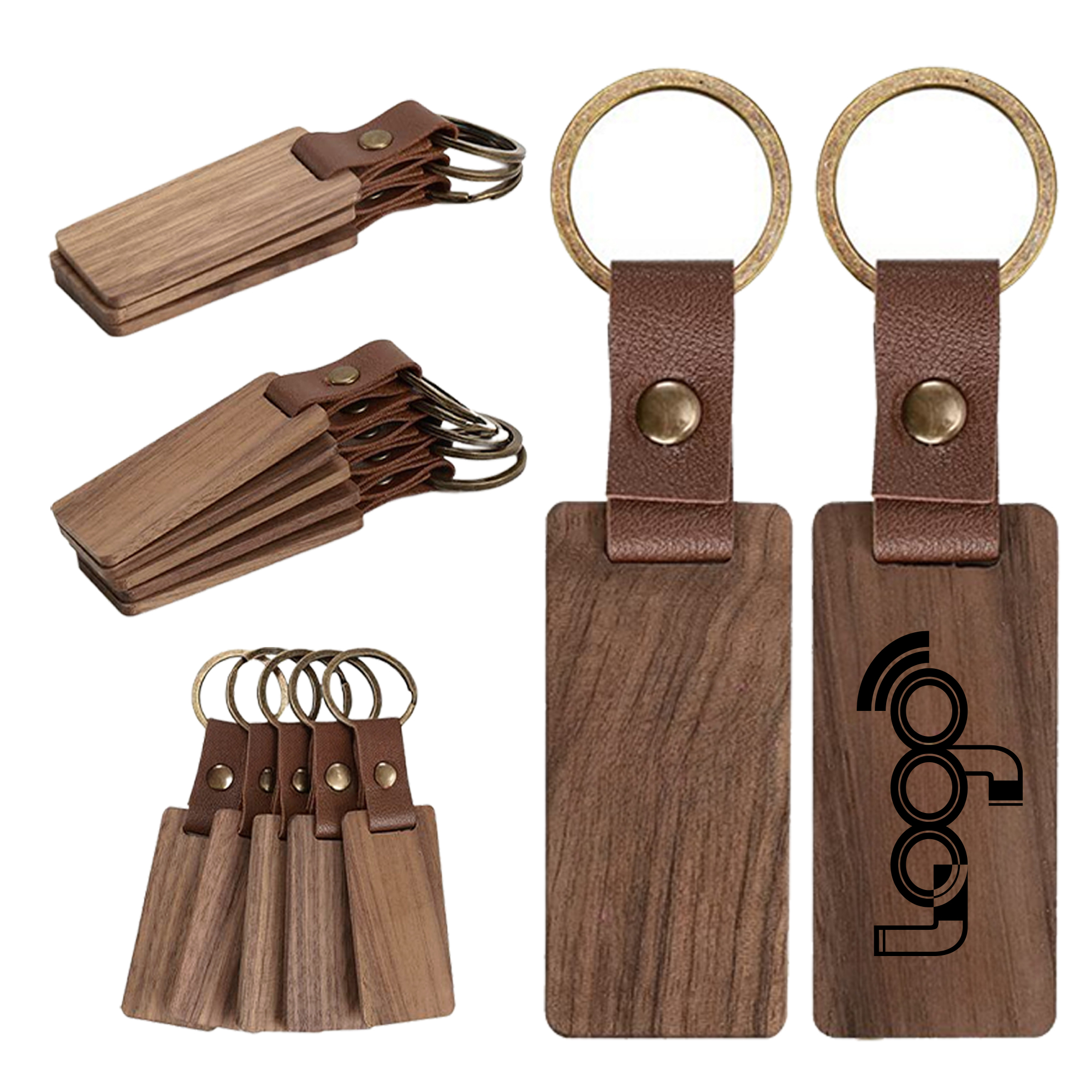 Natural Walnut Wood Keychain 2