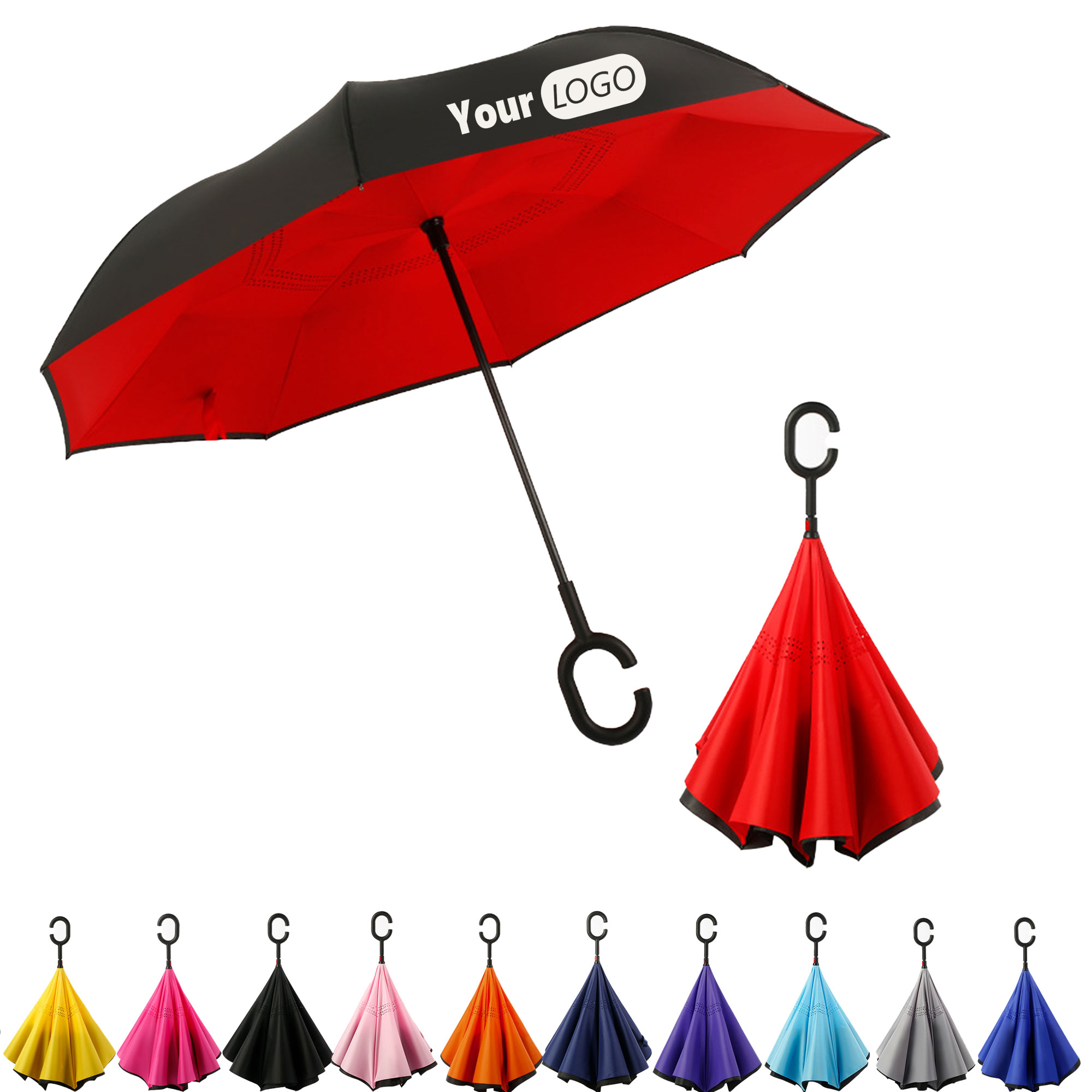 Windproof Double Layer Folding Inverted Umbrella 2