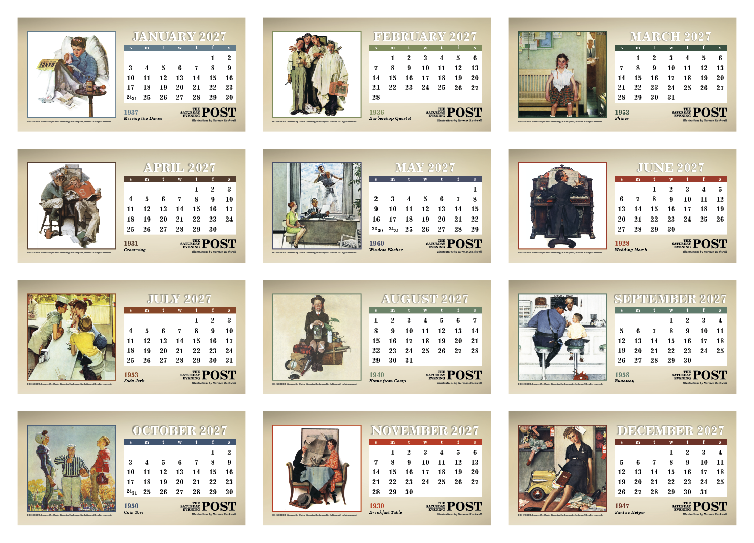 Triumph® Calendars The Saturday Evening Post Illustrations by Norman Rockwell Desk Calendar 60