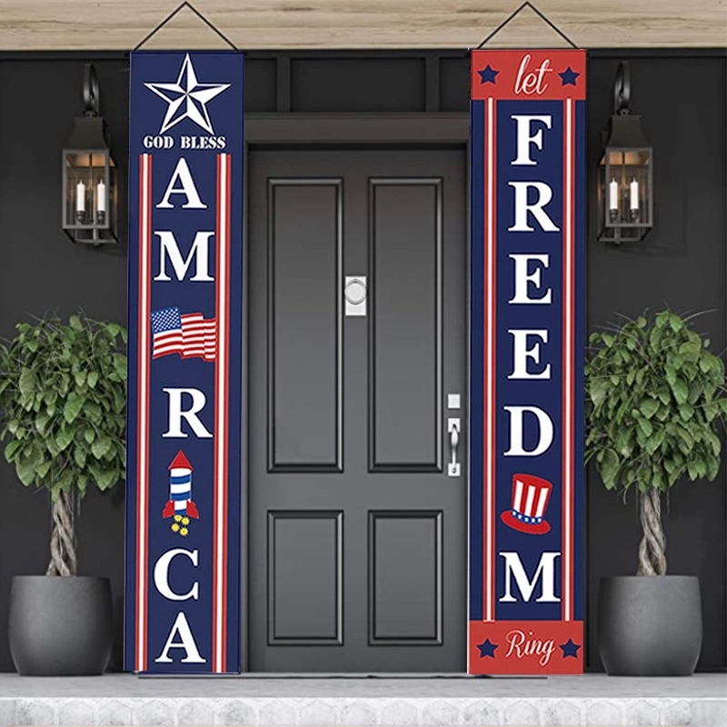 4th of July Porch Signs, Independence Day Door Banners 4