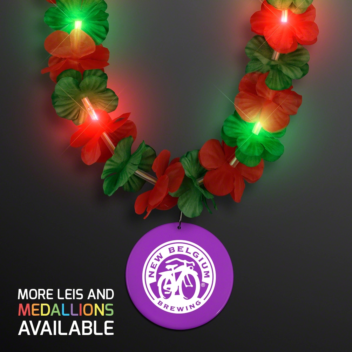 LED Christmas Hawaiian Lei Party Necklace with Medallion 1