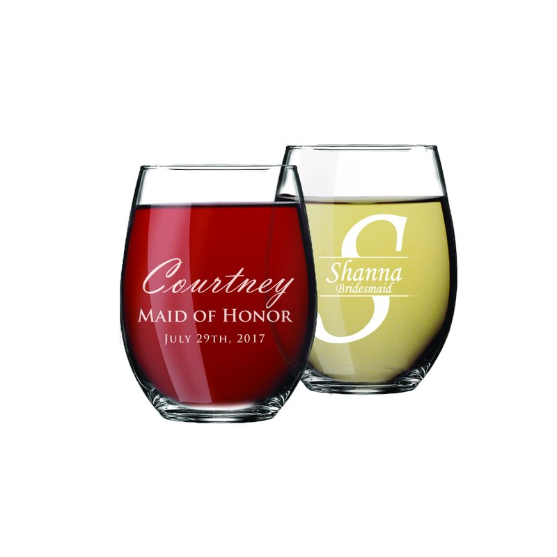 Stemless Wine Glasses with Print 2