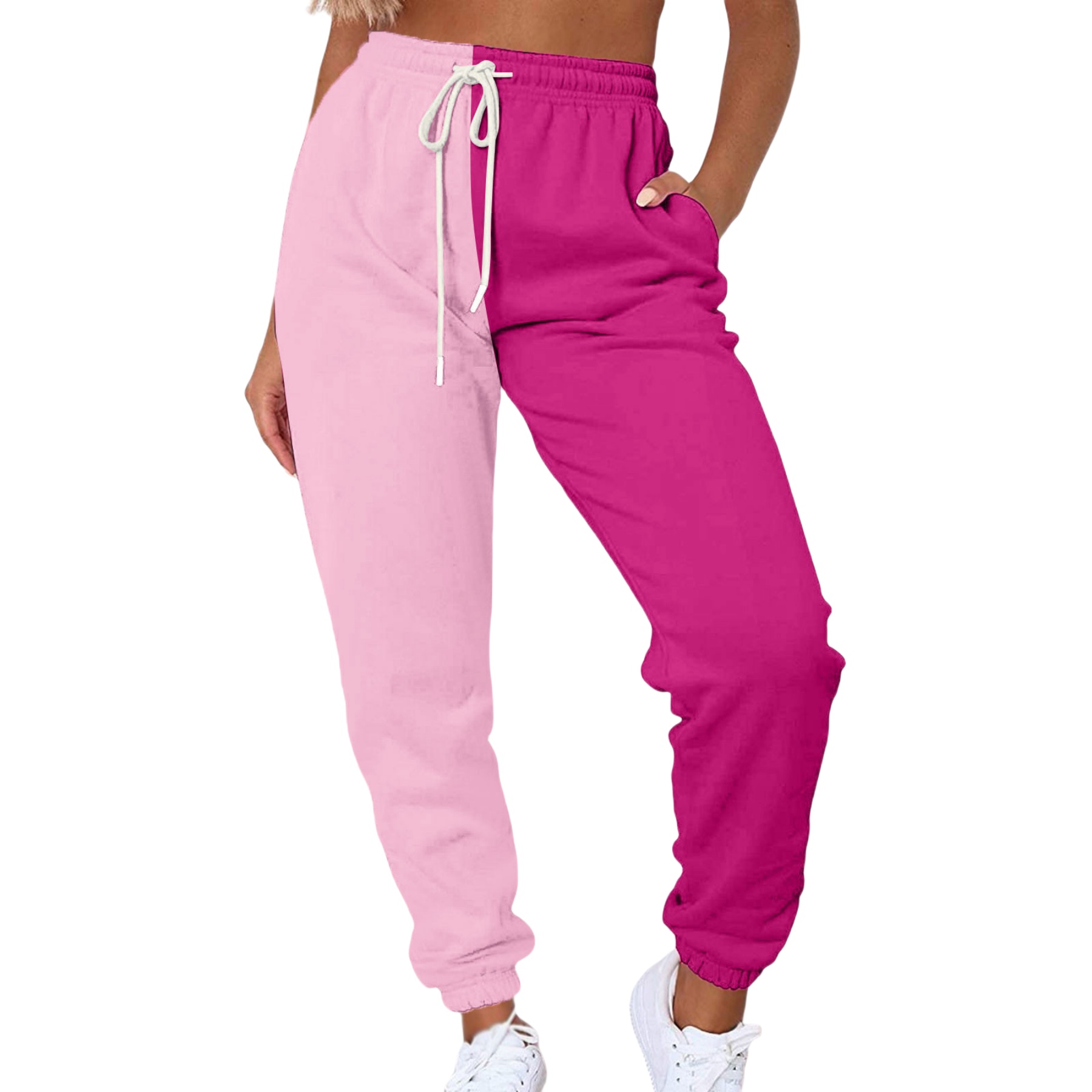 Color Block Drawstring Sweatpants Womens Chic Pants 16