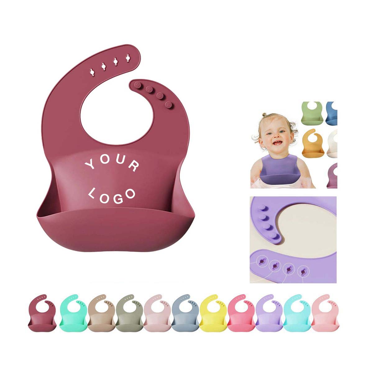 Silicone Baby Bib with Food Catcher Pocket 8